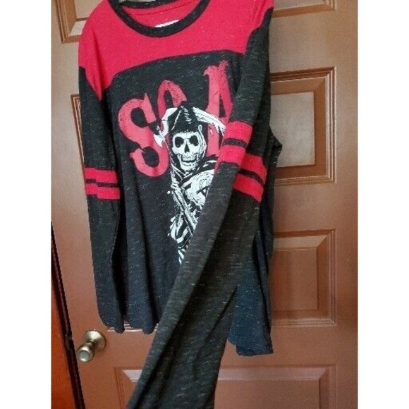 Sons of Anarchy Raglan Regular Fit T-Shirt Men's 2XL Red Black Graphic Print - Picture 5 of 6